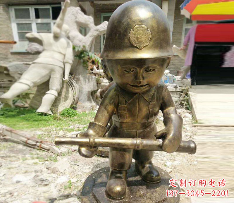 泸州公园景观摆件小小交通警察铜雕