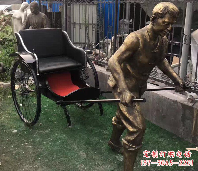 泸州精美铜雕车夫人物雕塑