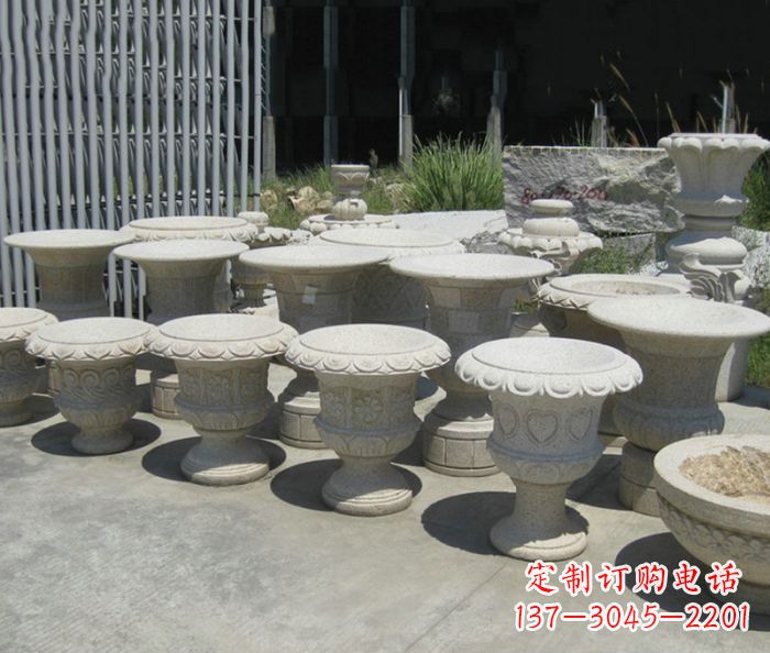 泸州大理石花盆石雕艺术品