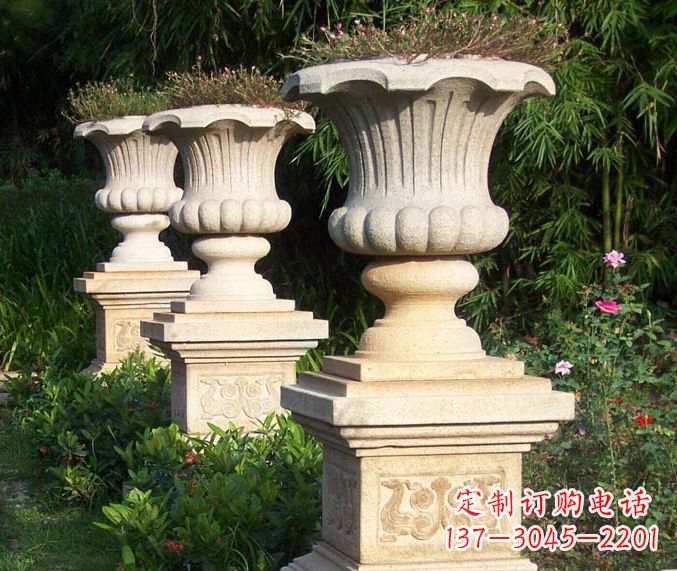 泸州高质量大理石花盆石雕