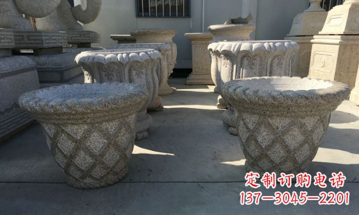 泸州花篮式花盆石雕