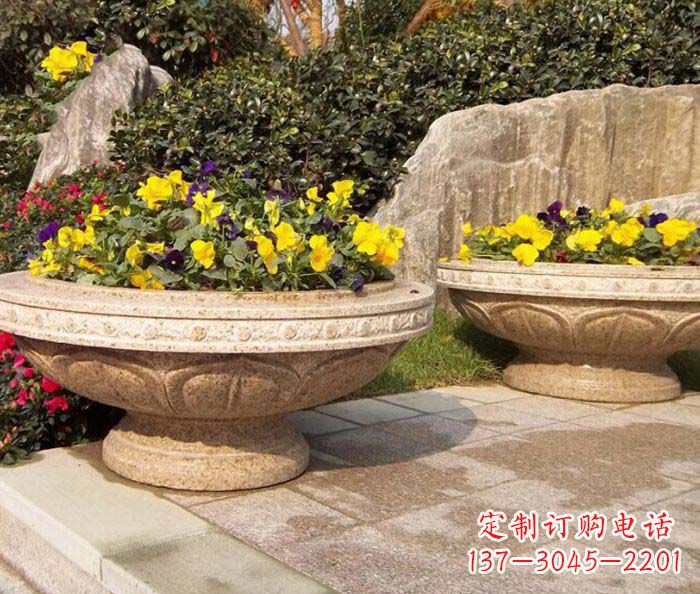 泸州公园景观砂岩花盆石雕 (2)