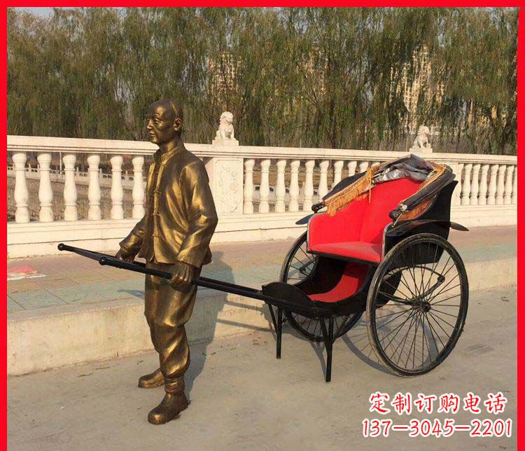 泸州黄包车铜雕精湛工艺,体现传统文化