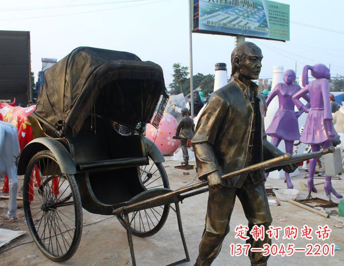泸州精致可爱的黄包车铜雕