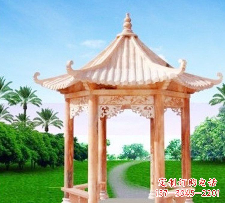 泸州艺术精美的六角凉亭石雕