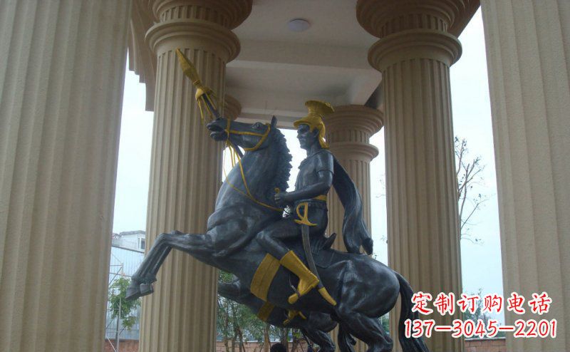 泸州公园骑马的罗马士兵人物铜雕