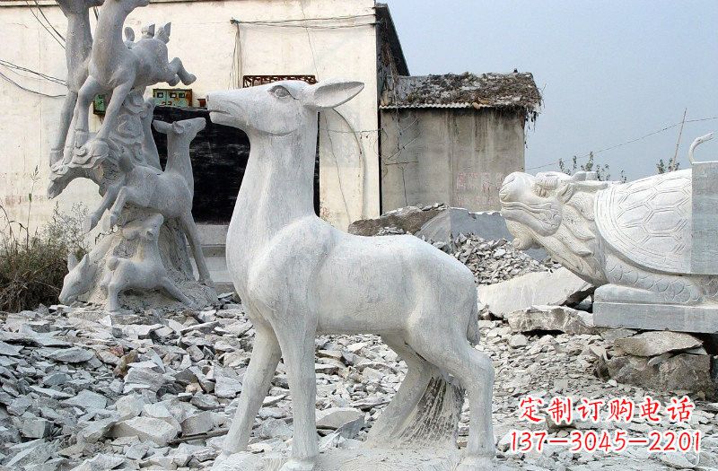 泸州青石仿古小鹿雕塑,精美优雅