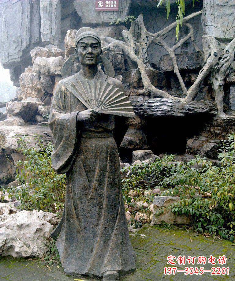 泸州公园诗人杜甫古代人物铜雕