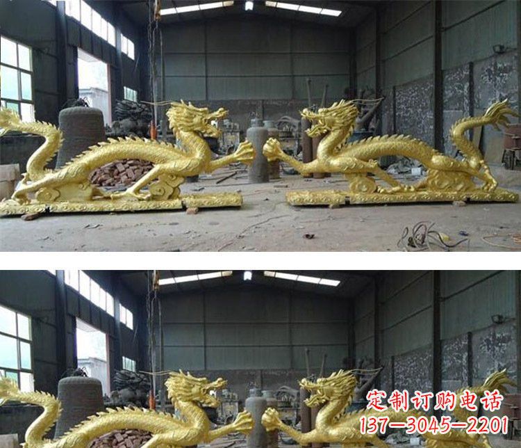泸州古典传统双龙戏珠铜雕塑