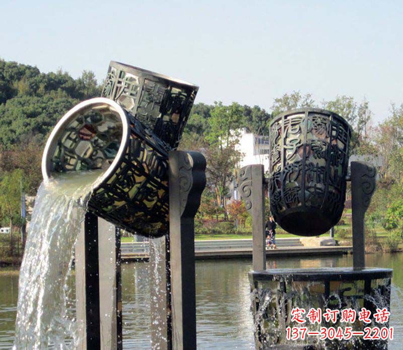 泸州精美的铜制公园水缸喷泉雕塑