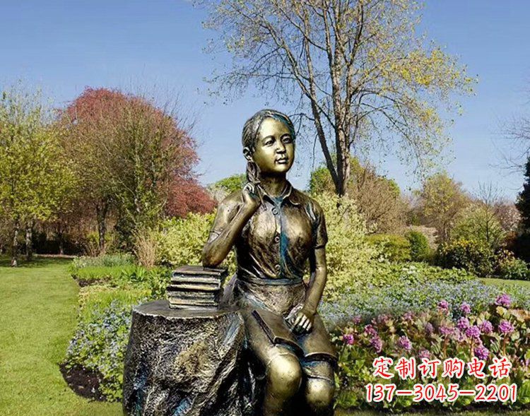 泸州铜雕儿童看书雕塑