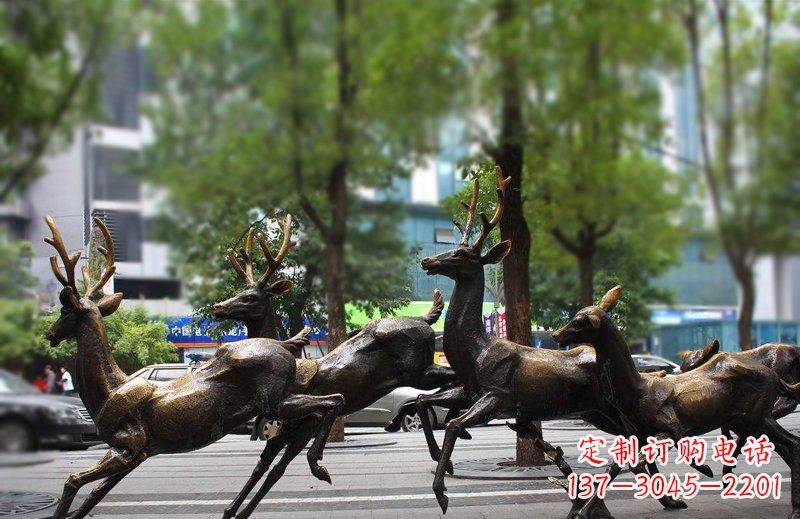泸州艺术精美的铜雕群鹿动物雕塑