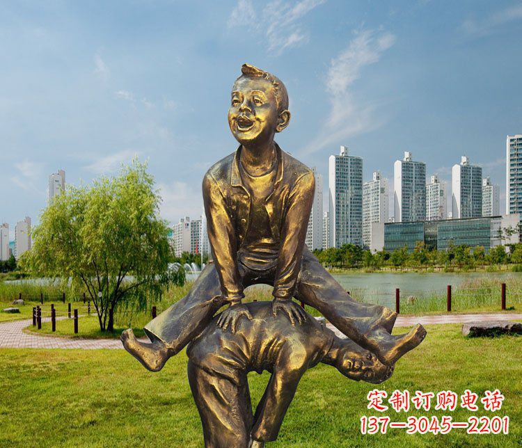 泸州中领雕塑铜质经典跳马蹲人雕塑