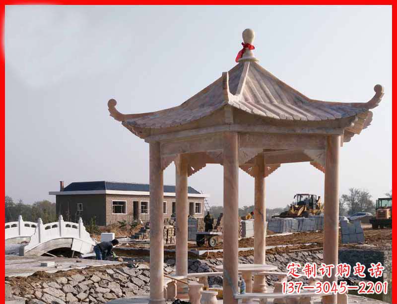 泸州红六角石凉亭雕塑