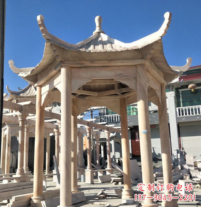 泸州公园晚霞红凉亭雕塑