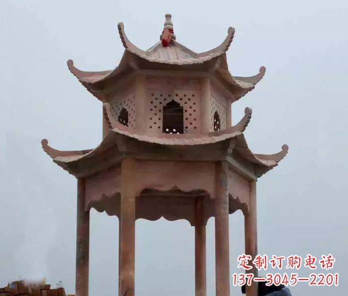 泸州中领雕塑双层六角石雕凉亭