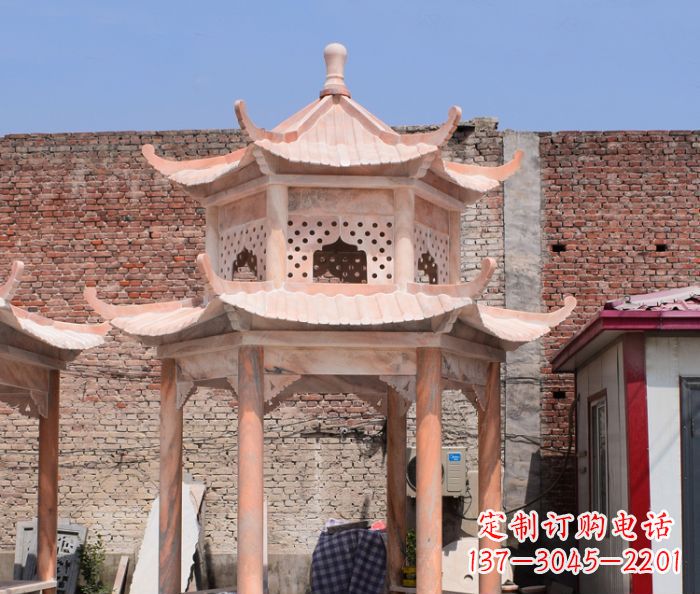 泸州中领雕塑精致双层石头凉亭雕塑