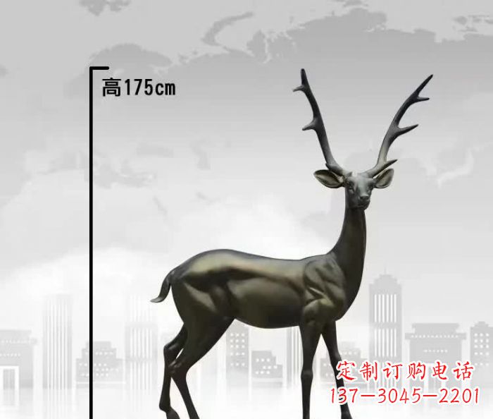 泸州精致优雅的铜制公园小鹿雕塑