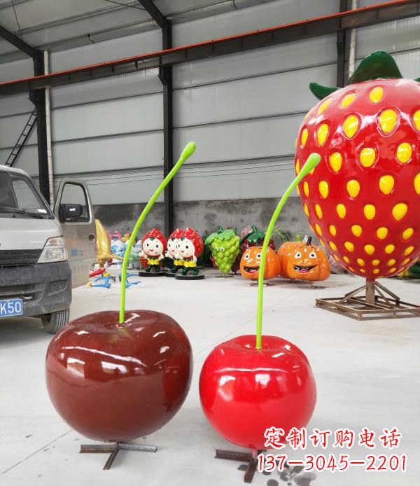泸州领雕塑玻璃钢仿真樱桃水果雕塑
