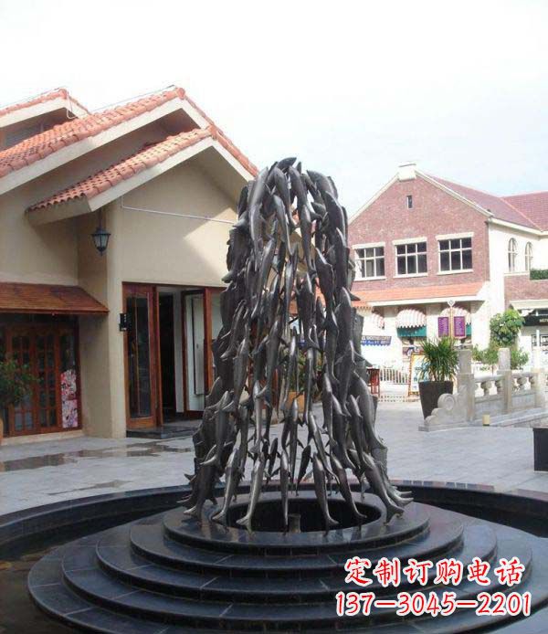 泸州欢乐鱼群,喷泉铜雕