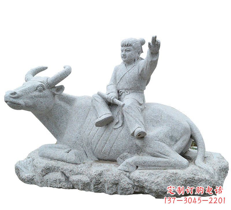 泸州牧童牛石雕塑,实现公园优雅美观