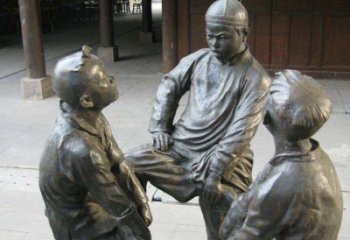 泸州铜雕男孩斗鸡小品雕塑