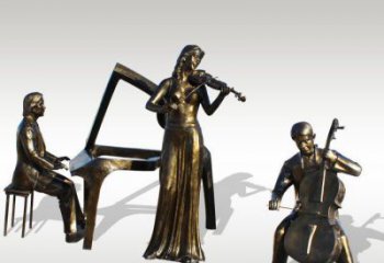 泸州公园景观钢琴拉小提琴人物铜雕