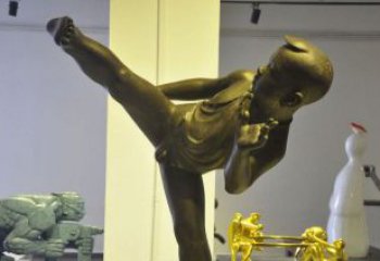 泸州领雕塑男孩练功夫铜雕