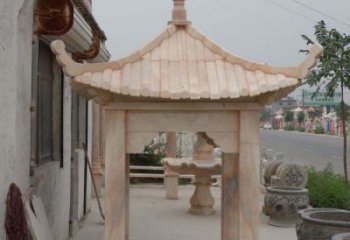 泸州公园晚霞红六角石雕凉亭 (4)