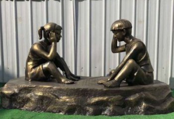 泸州儿童雕塑-铜雕下棋展示精美的艺术