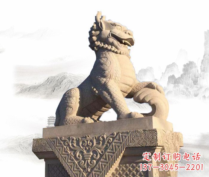 泸州精美古典大理石麒麟石雕