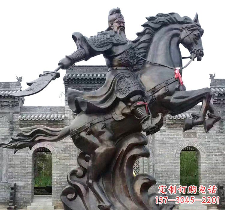 泸州精致细腻的关公骑马雕塑