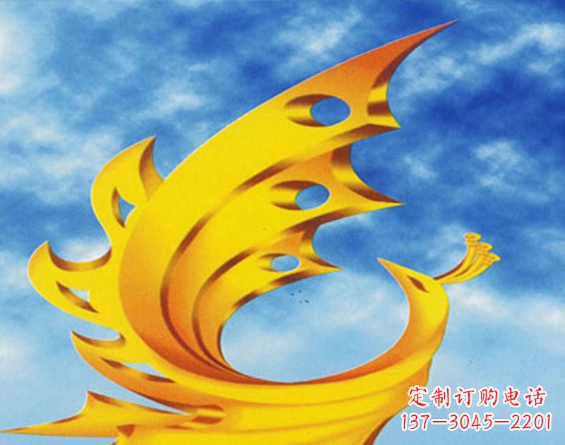 泸州广场摆u需i高金色的凤凰雕塑