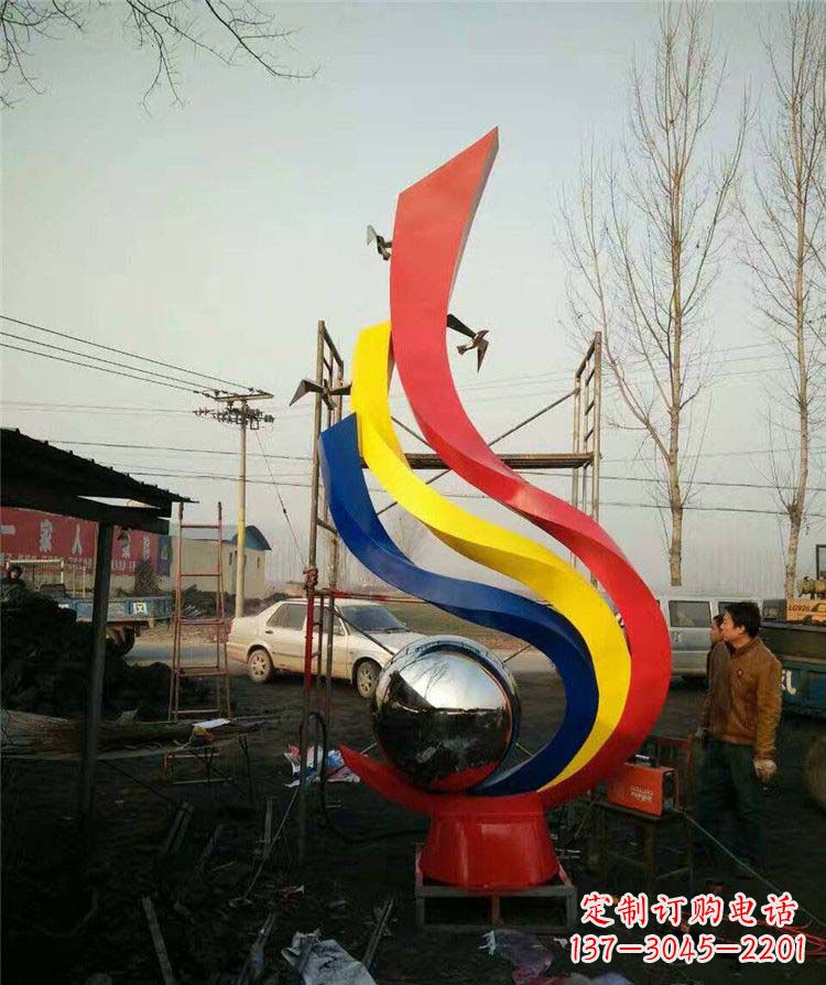 泸州广场不锈钢彩色抽象凤凰雕塑