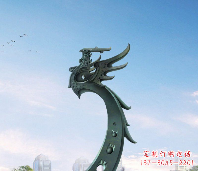泸州中领雕塑|抽象凤凰不锈钢雕塑