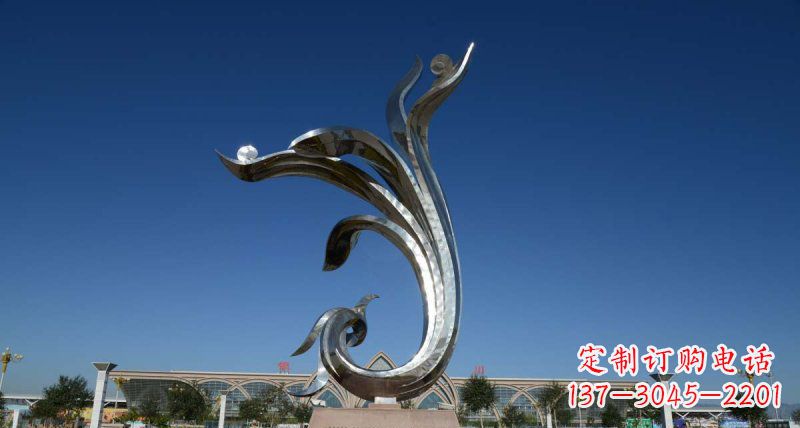 泸州优雅迷人的不锈钢抽象凤凰雕塑