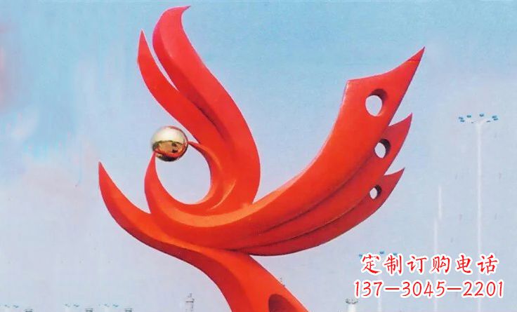 泸州新中领雕塑-不锈钢抽象凤凰雕塑
