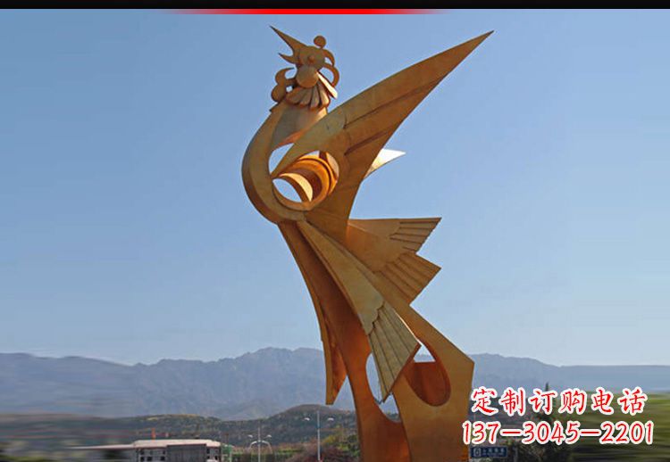 泸州广场不锈钢抽象凤凰雕塑11