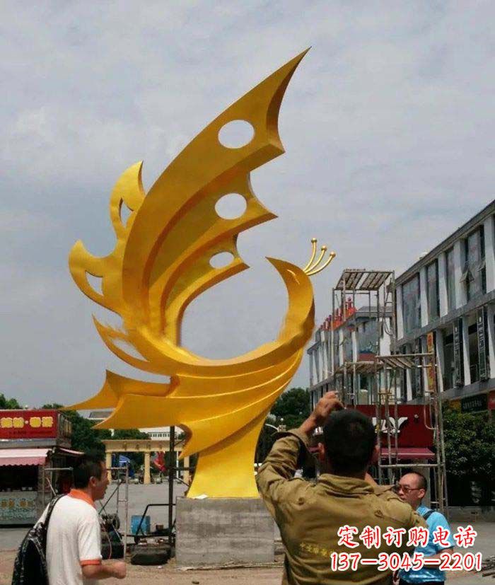 泸州广场不锈钢抽象凤凰雕塑1