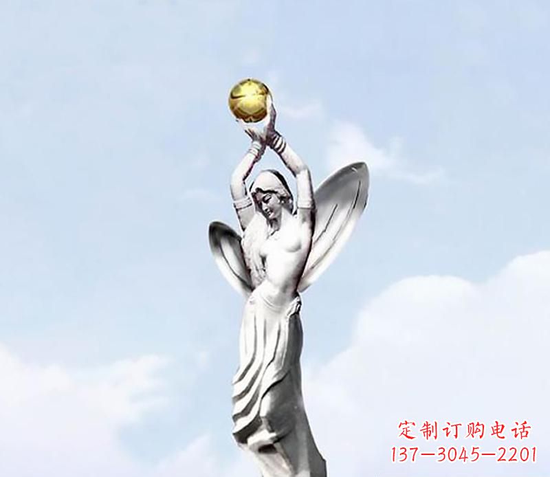 泸州精美的不锈钢女人双手捧球雕塑