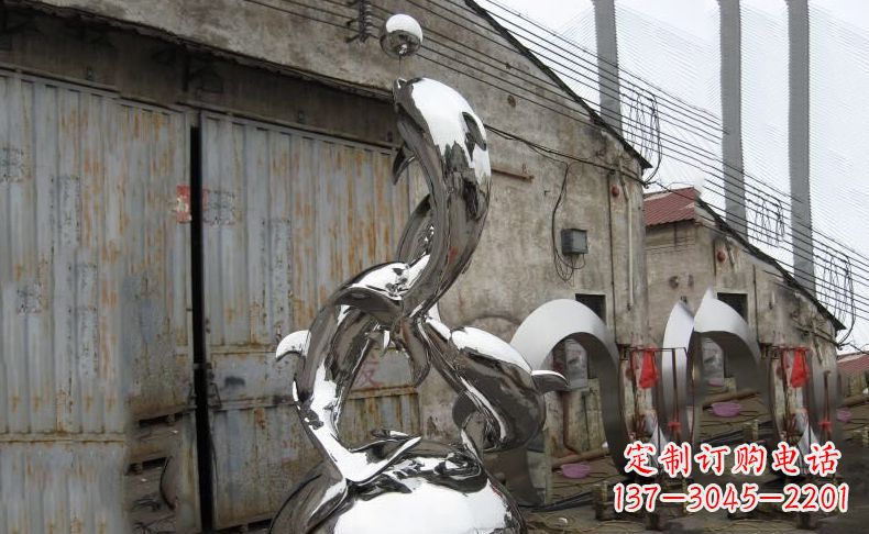 泸州广场不锈钢海豚雕塑