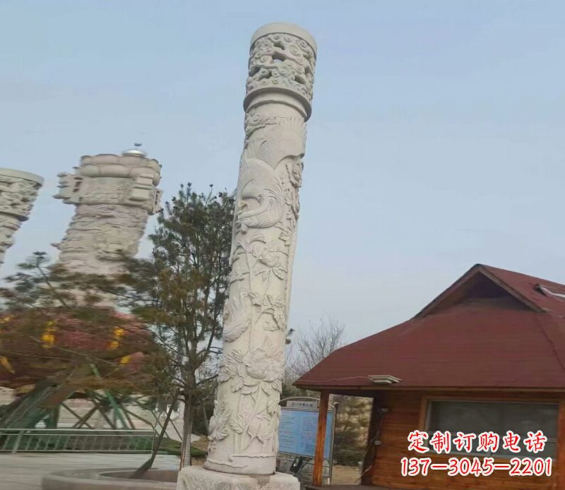 泸州迎宾龙柱石雕——大理石景观雕刻精美艺术品