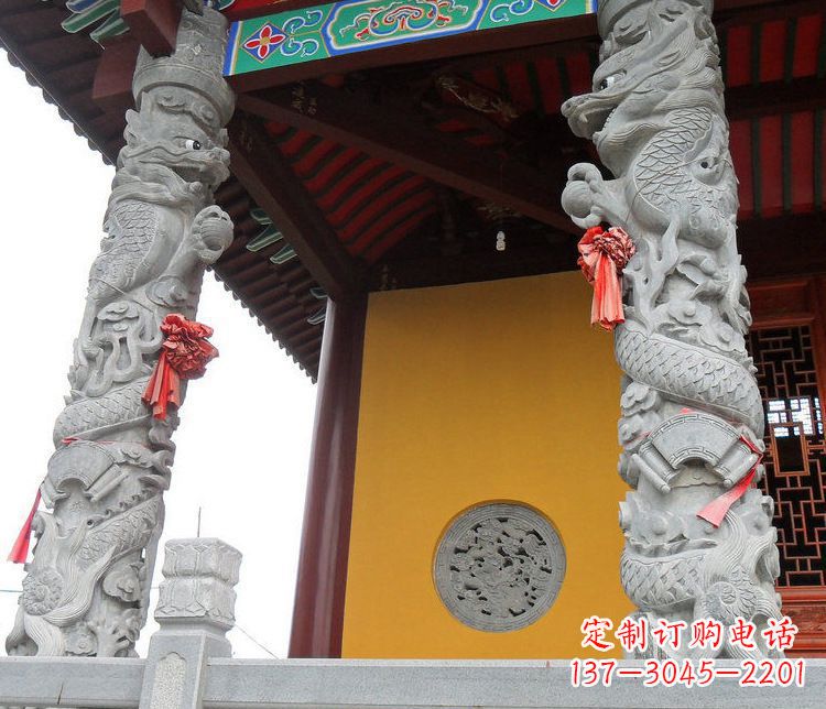 泸州广场大理石盘龙柱景观石雕_2