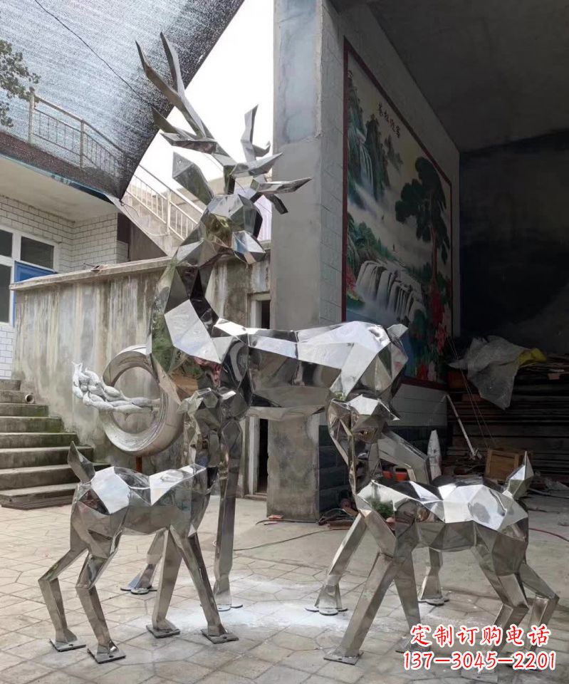 泸州精致鹿形不锈钢雕塑