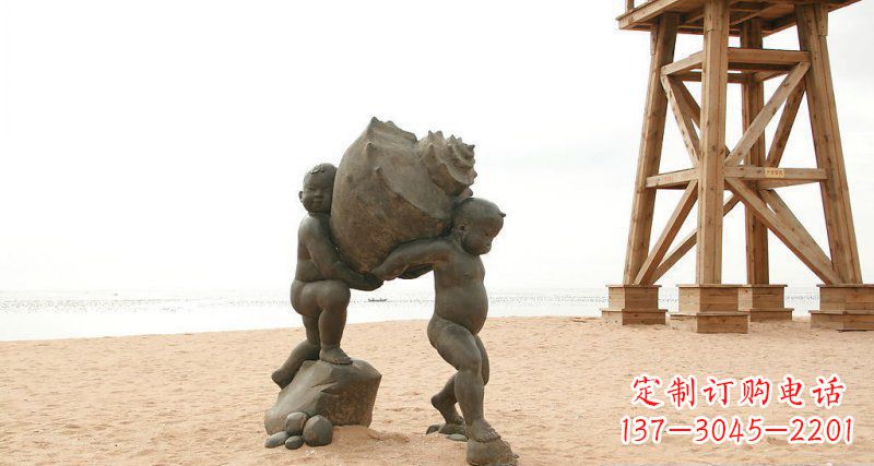泸州抬着海螺的小男孩景观雕塑