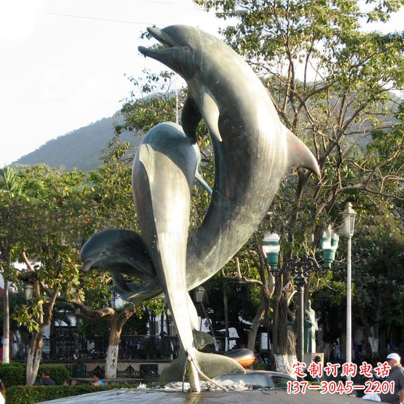 泸州海豚公园铜雕景观动物雕塑