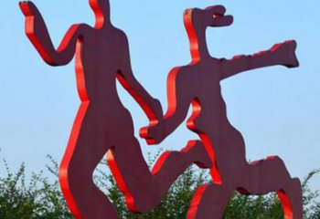泸州中领雕塑-多彩情侣跑步雕塑
