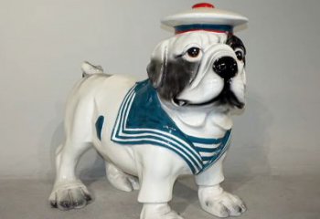 泸州海军玻璃钢仿陶瓷斗牛犬狗雕塑