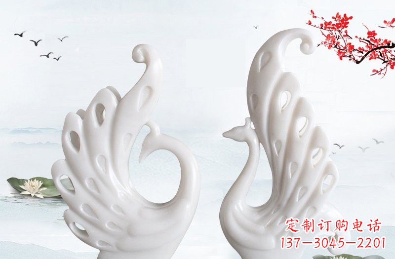 泸州汉白玉孔雀艺术雕塑