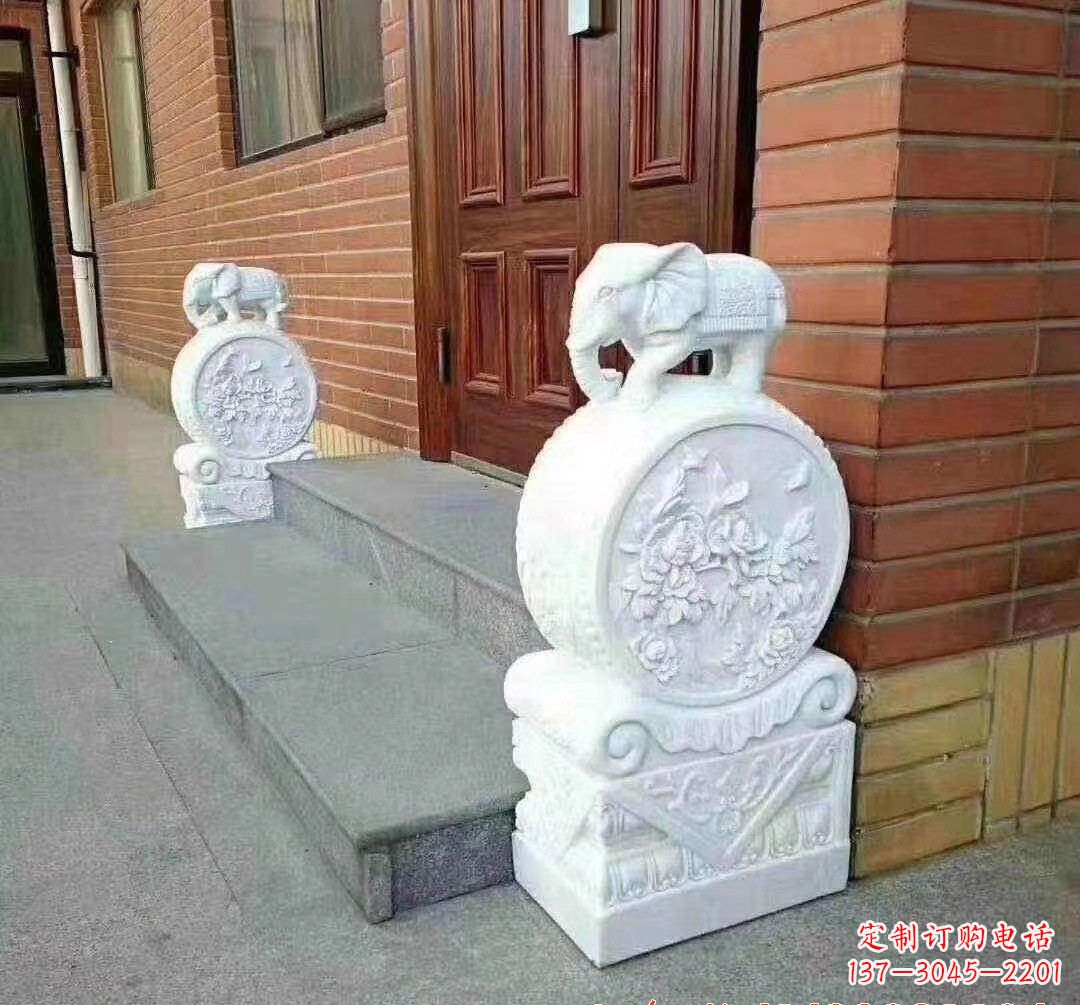 泸州汉白玉大象门墩石雕